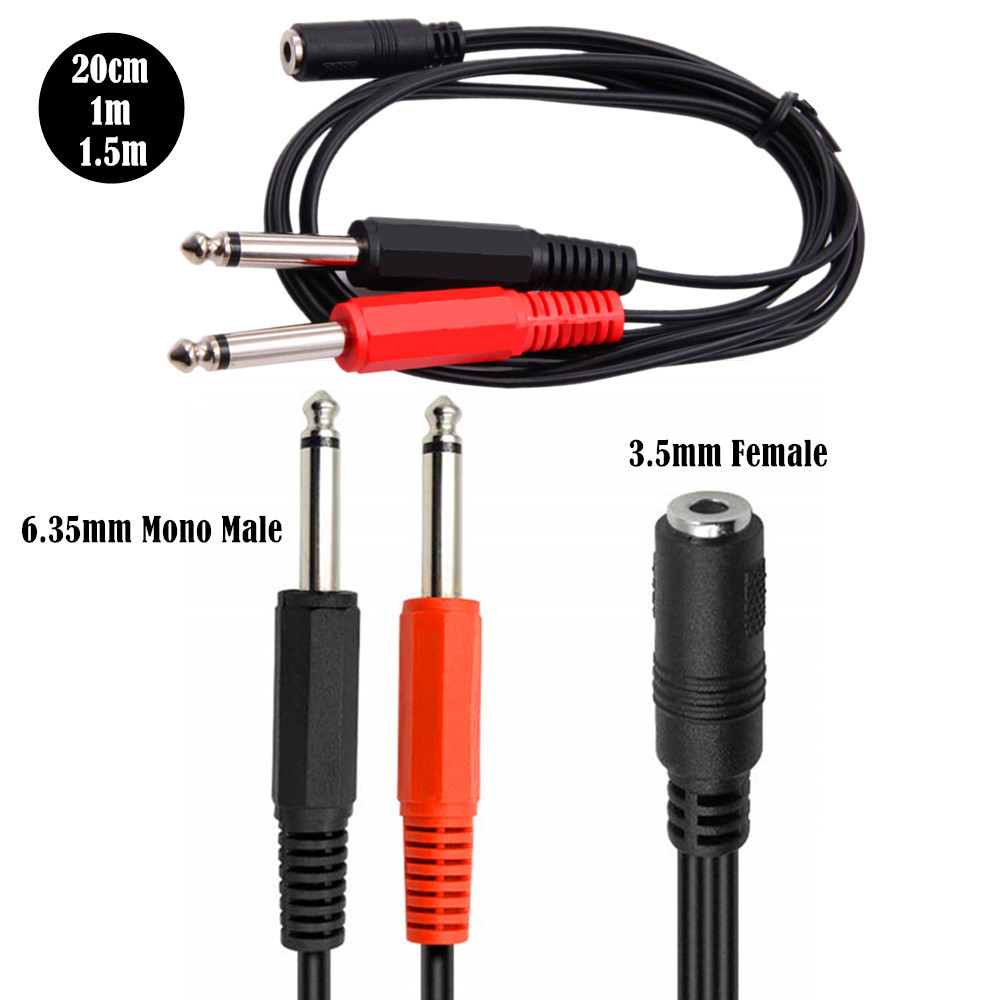 6.35mm macho para 2 6.35mm 3.5 - Audio Splitter Y avaliação e preço